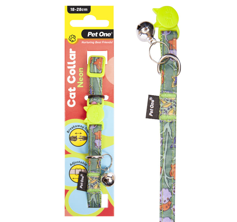 Pet One Cat Collar Neon Green - Cat Tethering 