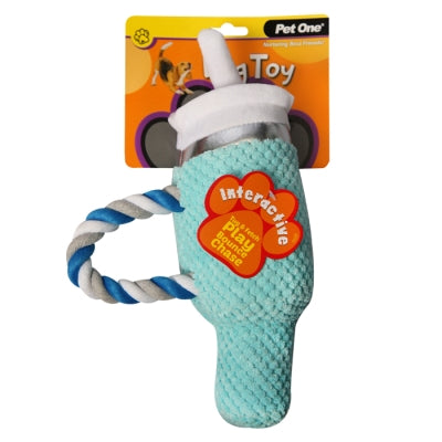 Pet One Dog Toy Plush Bottle With Straw - Dog Toys 