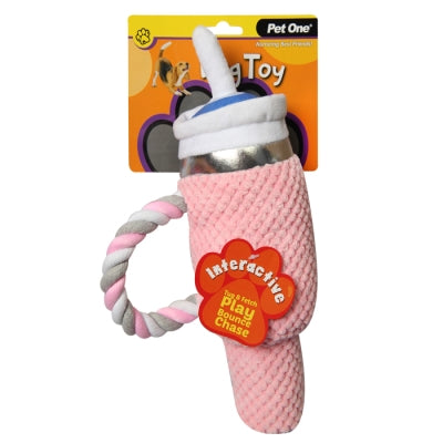 Pet One Dog Toy Plush Bottle With Straw - Dog Toys 