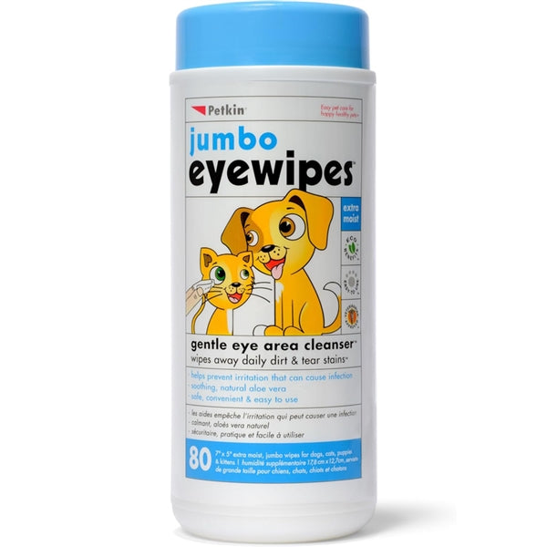 Petkin Jumbo Eye Wipes 80 Pack - Dog Health & Wellbeing 