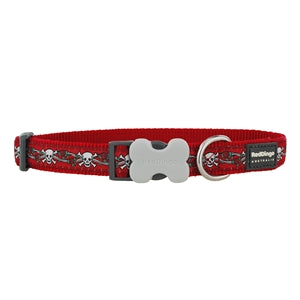 Red Dingo Dog Collar Skulls & Roses