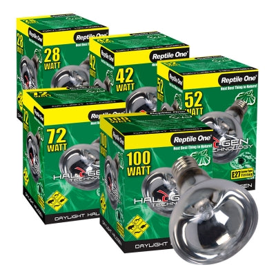Reptile One Halogen Heat Lamp Daylight - Reptile Heating & Lighting - 28W Eqv 40w-42W Eqv 60w-52W Eqv 75w-72W Eqv 100w-100W Eqv 130w
