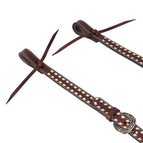 STC Fort Worth Dahlia Split Ear Headstall - White Buckstich