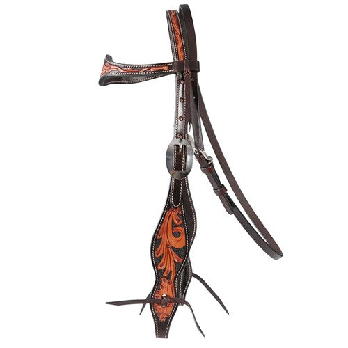 STC Fort Worth Frontier Headstall with Filigree Tooling - Brown