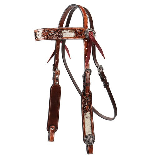 STC Fort Worth Longhorn Headstall - Cowhide Inlay