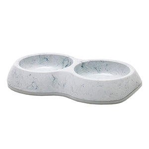 Savic Delice Non Slip Double Bowl 10.5cm Marble - Cat Bowls & Feeding Accessories 