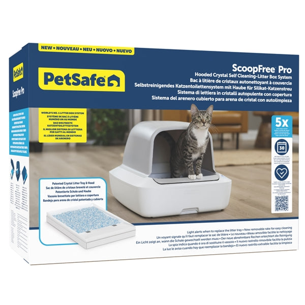 ScoopFree Pro Hooded Crystal Self-Cleaning Litter Box System - Cat Clean Up 