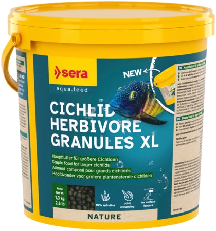 Sera Cichlid Herbivore Granules XL - Fish Tank Food - 3.8L / 1.3kg-10L / 3.6kg
