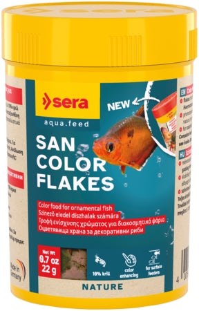 Sera San Colour Flakes - Fish Tank Food - 100ml / 22g-250ml / 60g-1000ml / 210g