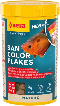 Sera San Colour Flakes - Fish Tank Food - 100ml / 22g-250ml / 60g-1000ml / 210g