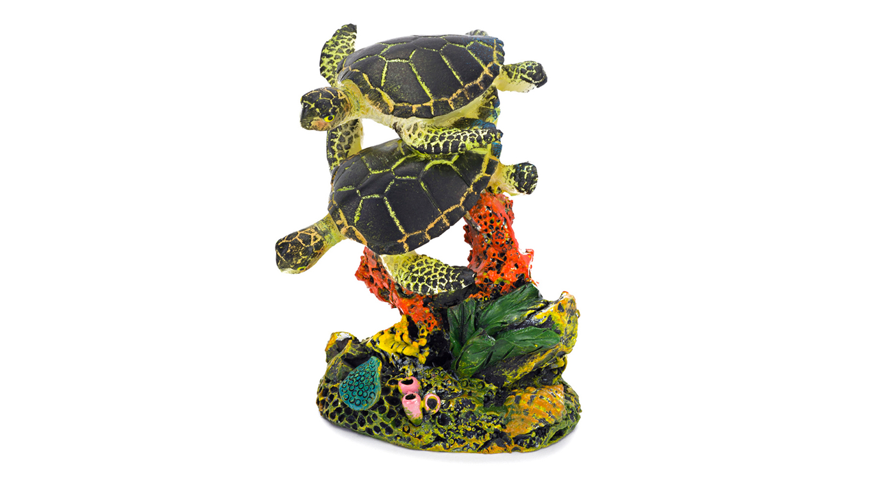 Swimming Sea Turtles Ornament - Fish Tank Decorations 