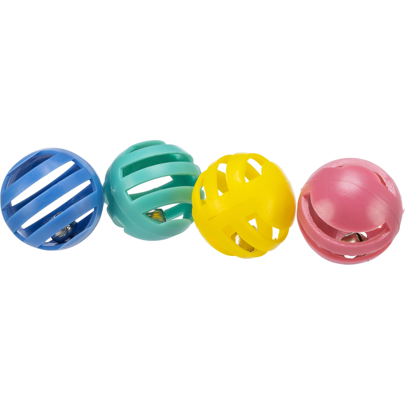 Trixie Plastic Balls with Bell 4cm - 4 Pack