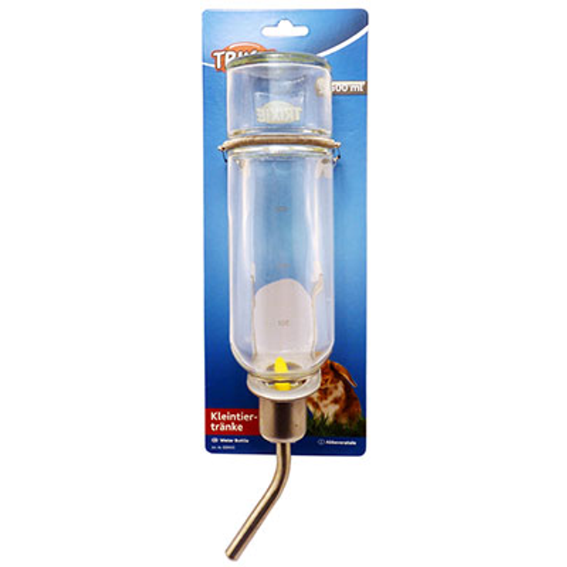 Trixie Water Bottle Glass 500mL - Small Animal Feeders & Waterers 