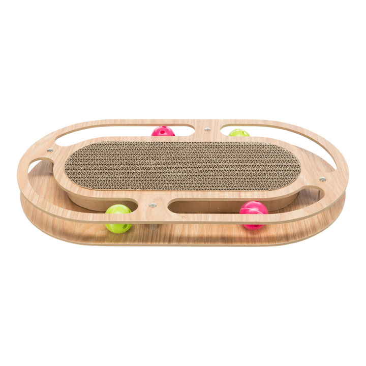 Trixie Wooden Scratcher Oval with ball track 46x25cm - Cat Scratchers 