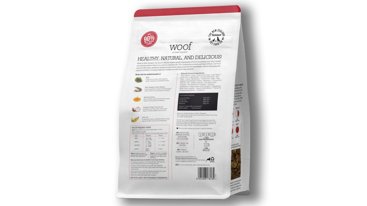 Woof Air Dried Venison 750g - Dog Food 
