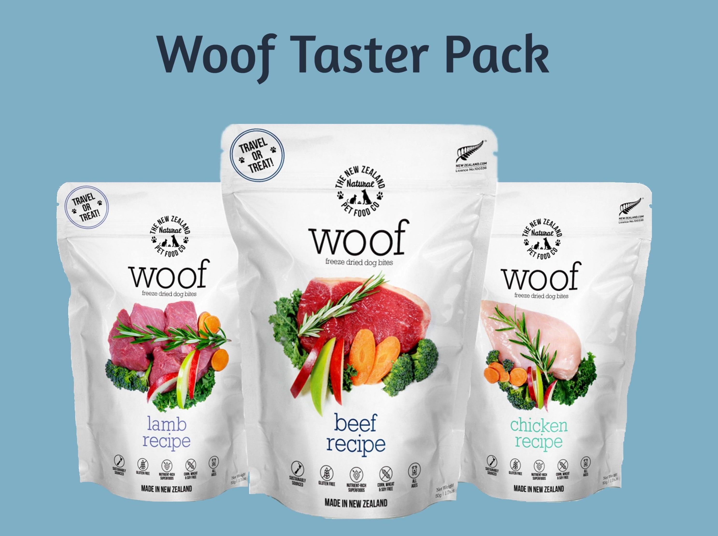 Woof Taster Pack 3x50g - Dog Food 