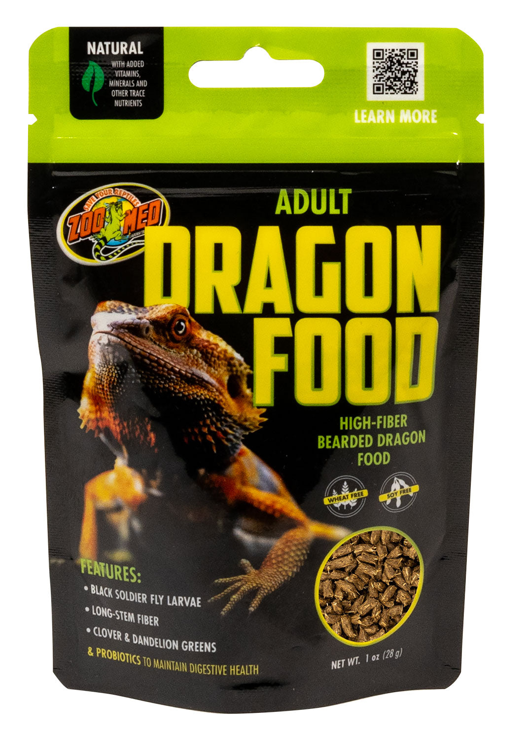 Zoo Med Natural Adult Bearded Dragon Food Green Banana/Probiotic - Reptile Food - 28g-127g-283g