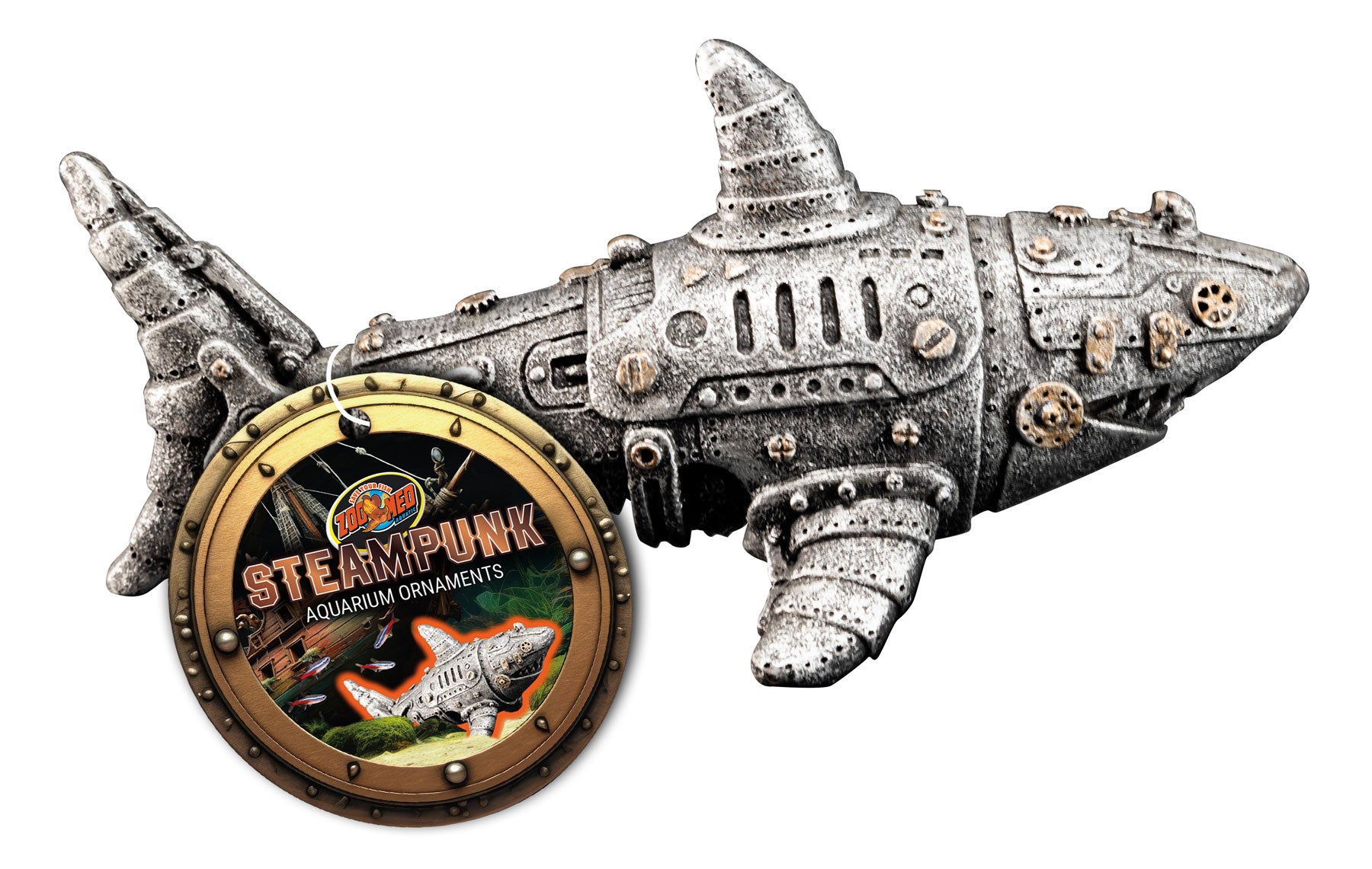 Zoo Med Steampunk Silver Shark - Fish Tank Decorations - Default Title