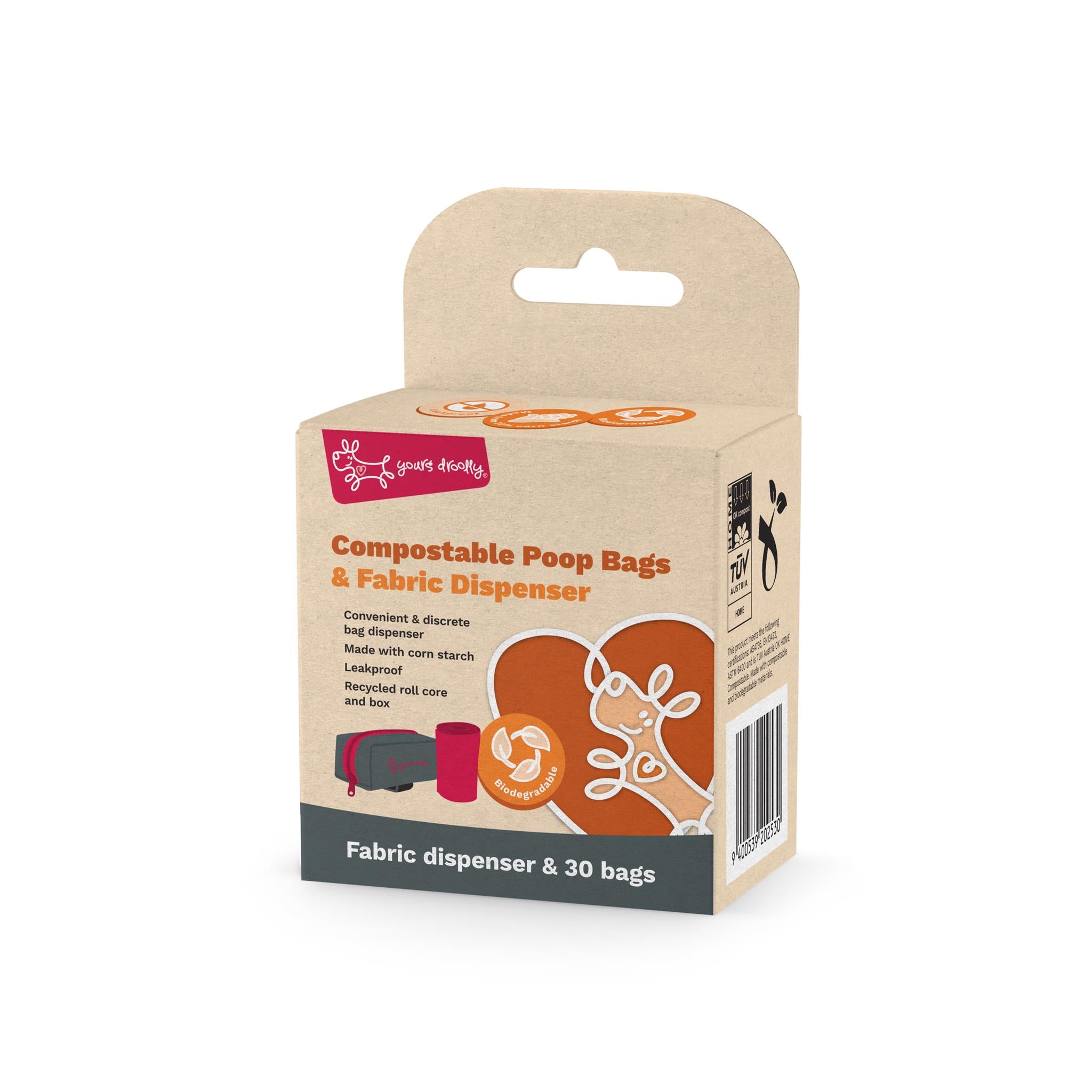 Yours Droolly Compostable Poop Bags With Dispenser