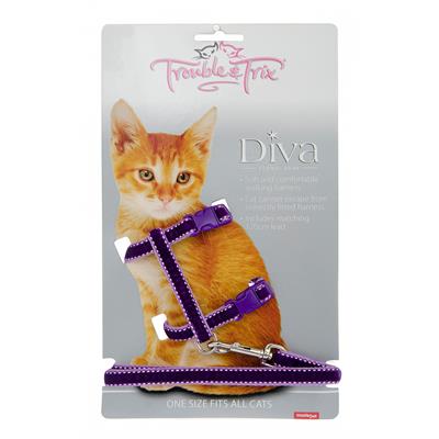 Trouble And Trix Diva Velvet Stitch Harness Purple