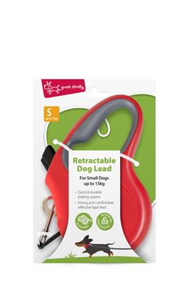 Yours Droolly Retractable Dog Lead Red