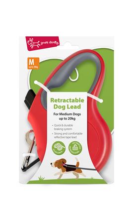 Yours Droolly Retractable Dog Lead Red