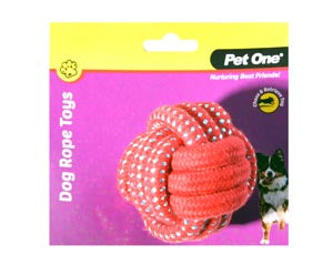Pet One Rope Ball Red & Blue 8cm