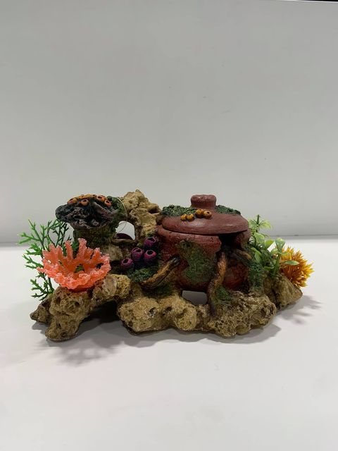 Kazoo Action Clay Pot With Coral & Plants Large