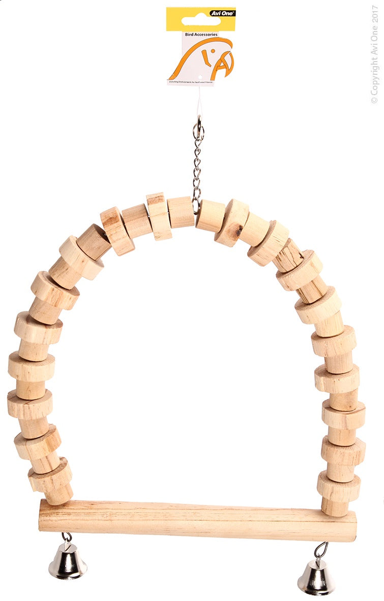 Avi One Parrot Swing Natural Wood with Bells