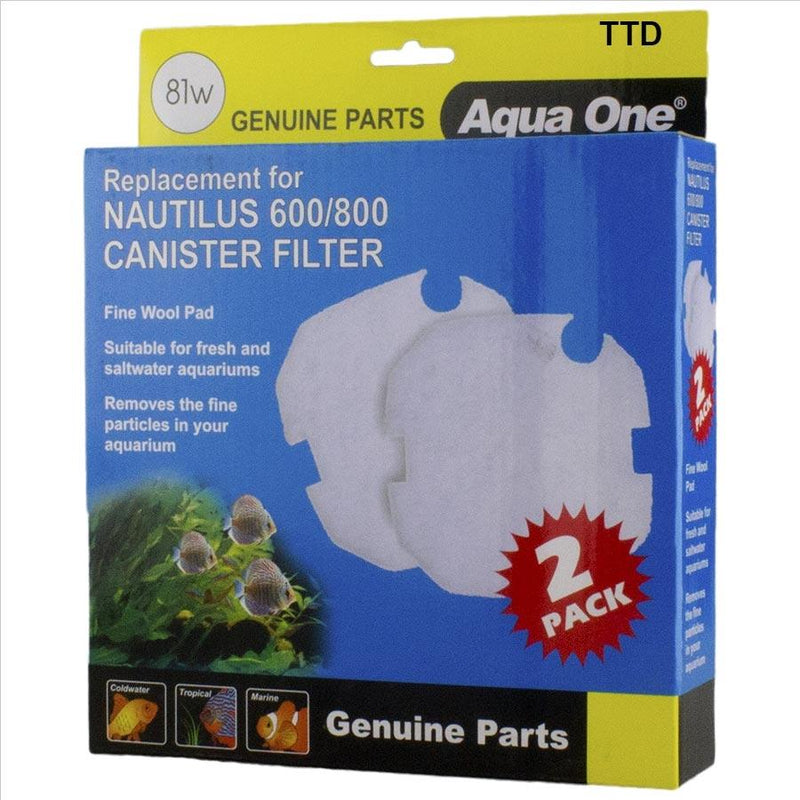 Aqua One Wool Pad Canister Filter Nautilus (81W) 2 Pack