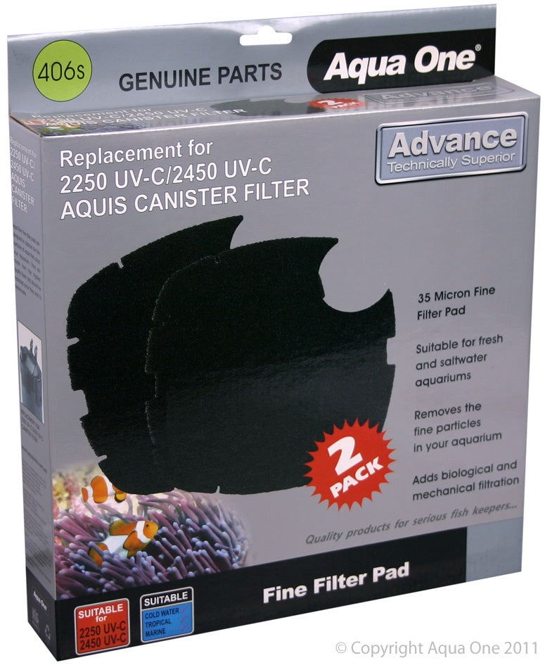 Aqua One Black Sponge Pad Aquis Advance 2250UVC/2450UVC 2 pack (406S)