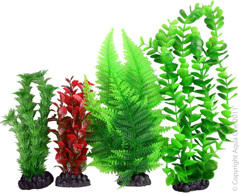 Aqua One Plastic Plant Mix #3 4 Pack