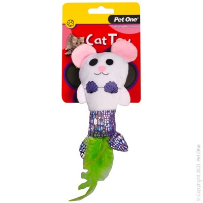 Pet One Plush Mermouse with Feather 14cm