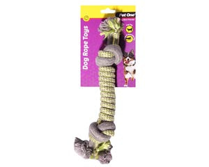 Pet One Rope Spiral with Knots Green & Grey 31cm