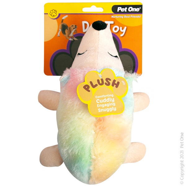 Pet One Plush Squeaky Rainbow Unihog 26cm
