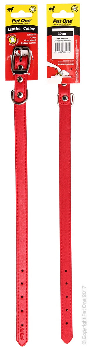 Pet One Dog Collar Leather Red