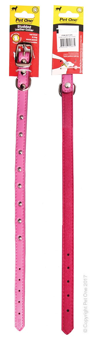 Pet One Single Row Studded Dog Collar Pink