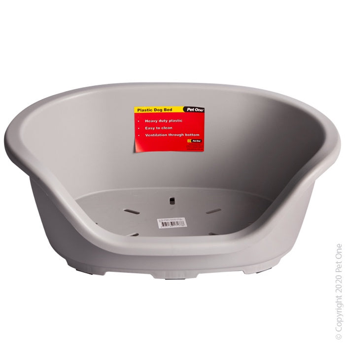 Pet One Plastic Oval Bed Light Grey 39cm