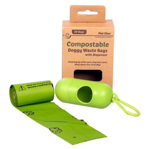 Pet One Compostable Doggy Waste Bags & Dispenser