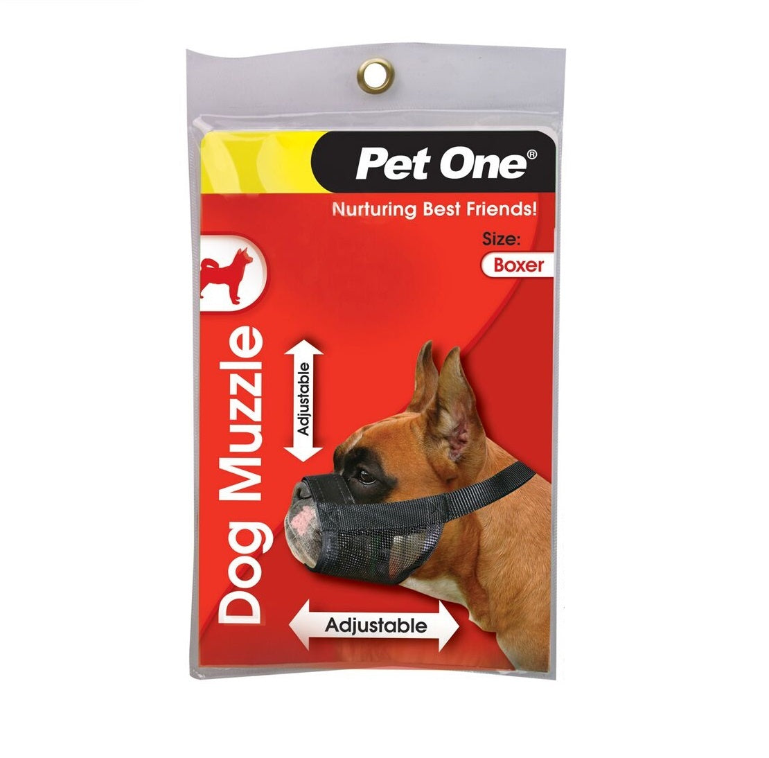 Pet One Muzzle Nylon Adjustable Black Boxer