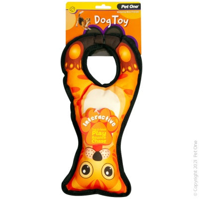 Pet One Interactive Squeaky Tug Ring Cat Orange 32cm