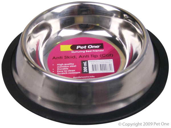 Pet One Bowl Anti Skid/Anti Tip Stainless Steel 250ml