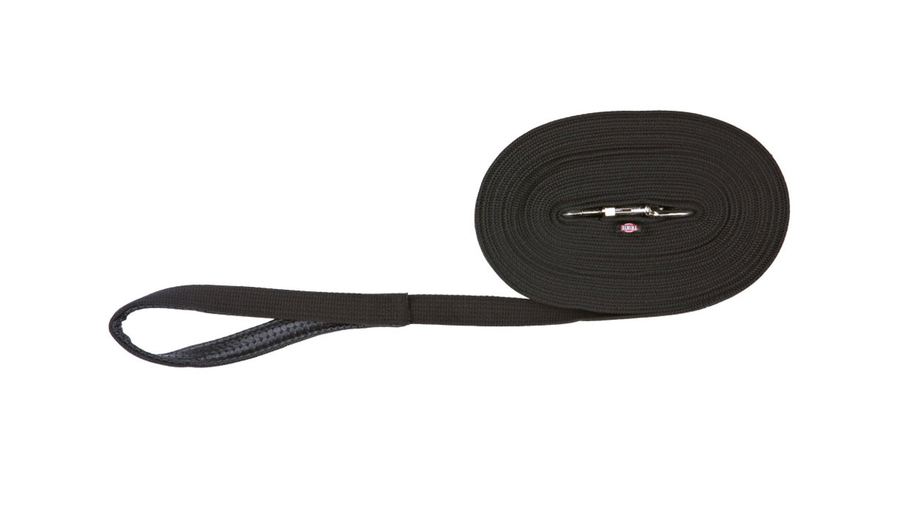 Trixie Tracking & Training Leash 15m x 20mm Flat Strap Black