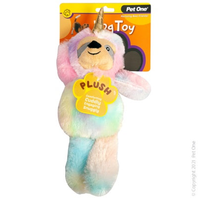 Pet One Plush Squeaky Rainbow Sloth Unicorn 35cm