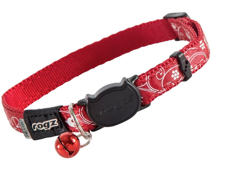 Rogz Silkycat Safeloc Red Filigree Small