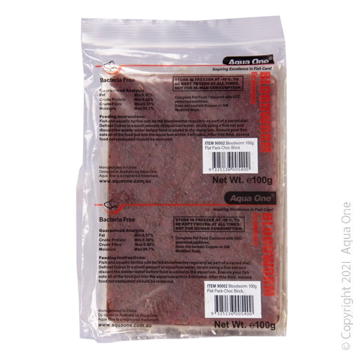 Aqua One Frozen Bloodworms Flat Pack 100G