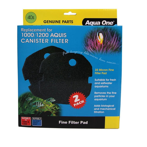 Aqua One Black Filter Sponge Aquis 1000/1200 2 Pack (40S)