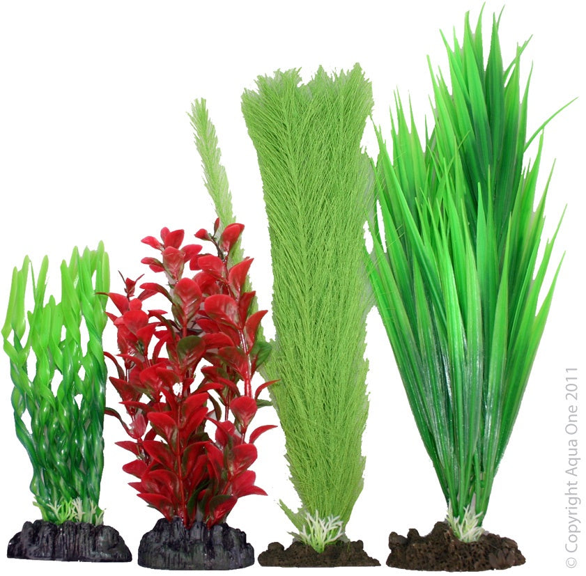 Aqua One Plastic Plant Mix #2 4 Pack* - Fish Tank Decorations 