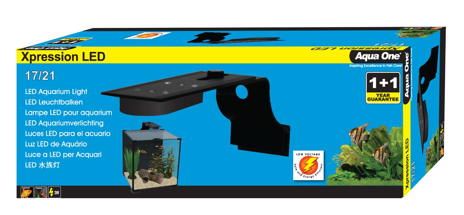 Aqua One Xpression 17/21 Light Unit Single LED Set Black - Fish Tank Spare Parts 