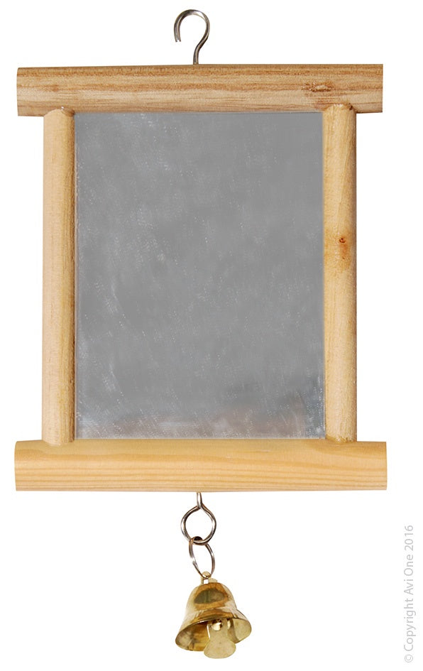 Avi One Wood Framed Mirror with Bell - Bird Toys 